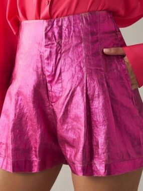 FRIDA METALLIC LINEN SHORTS - FUCHSIA SIZE SMALL